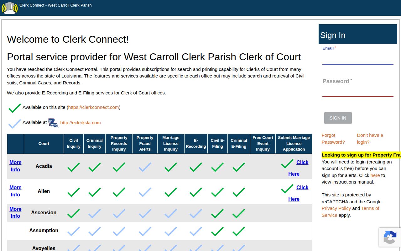 West Carroll Parish criminal inquiry for released inmate court records